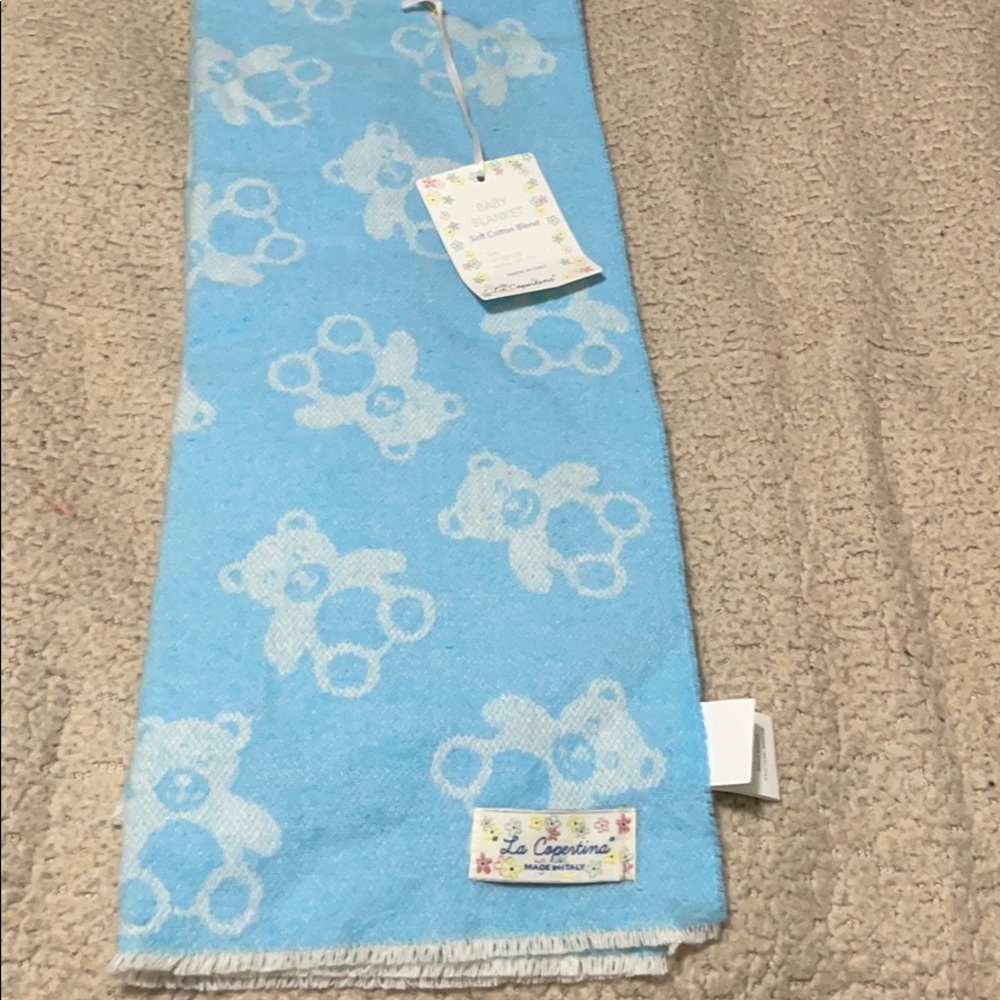 Baby Blanket Blue Teddy Bear (La Copertina)